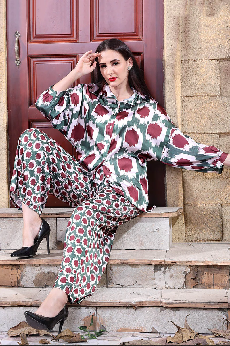 AUTUMN SPLENDOR GEOMETRIC PRINT CO-ORD SET