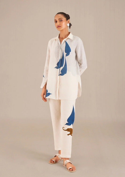 FEATHERED HERD ELEGANCE: WOMEN'S WHITE CO-ORD SET