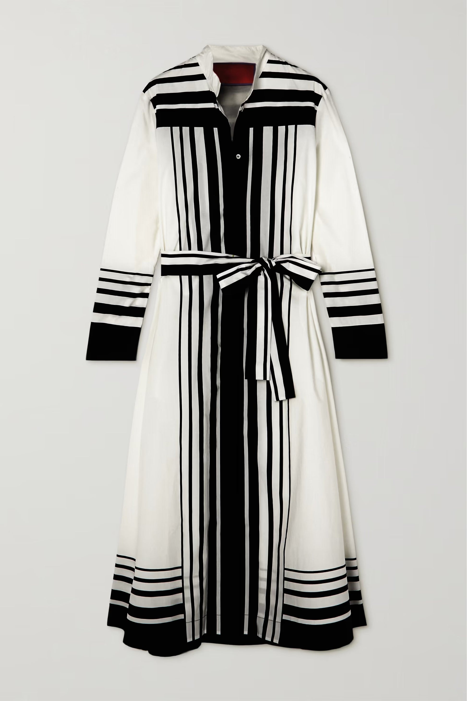 MONOCHROME CHIC SHIRT DRESS - GEOMETRIC ELEGANCE