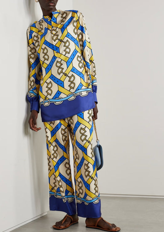LUXURY ADORNED : PREMIUM GEOMETRIC PRINT CO-ORD SET WITH BELT