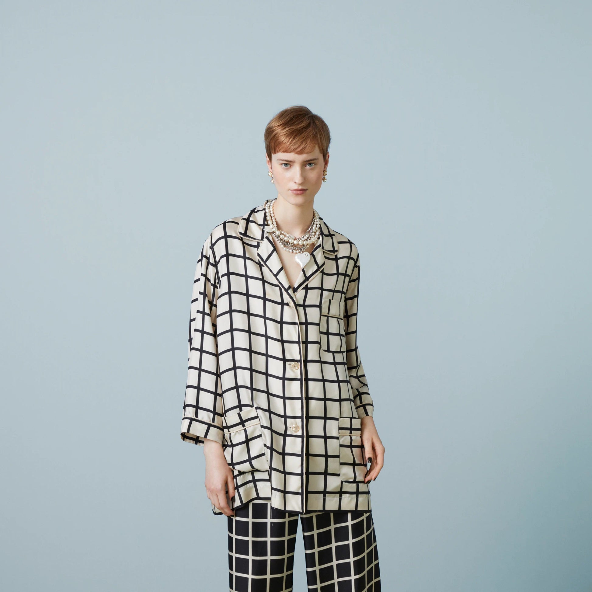 VELVET ELEGANCE: SILK CHECKS CO-ORD SET