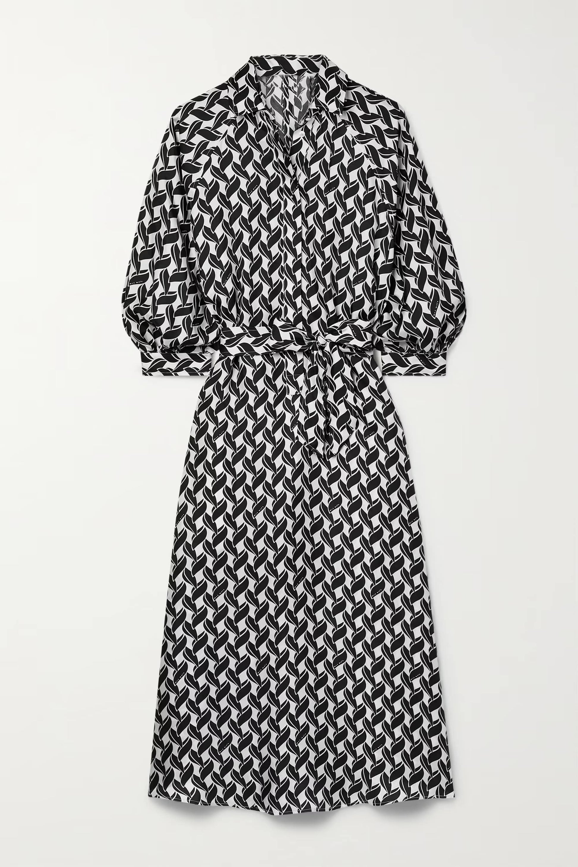 Monochrome Geometric Midi Wrap Dress