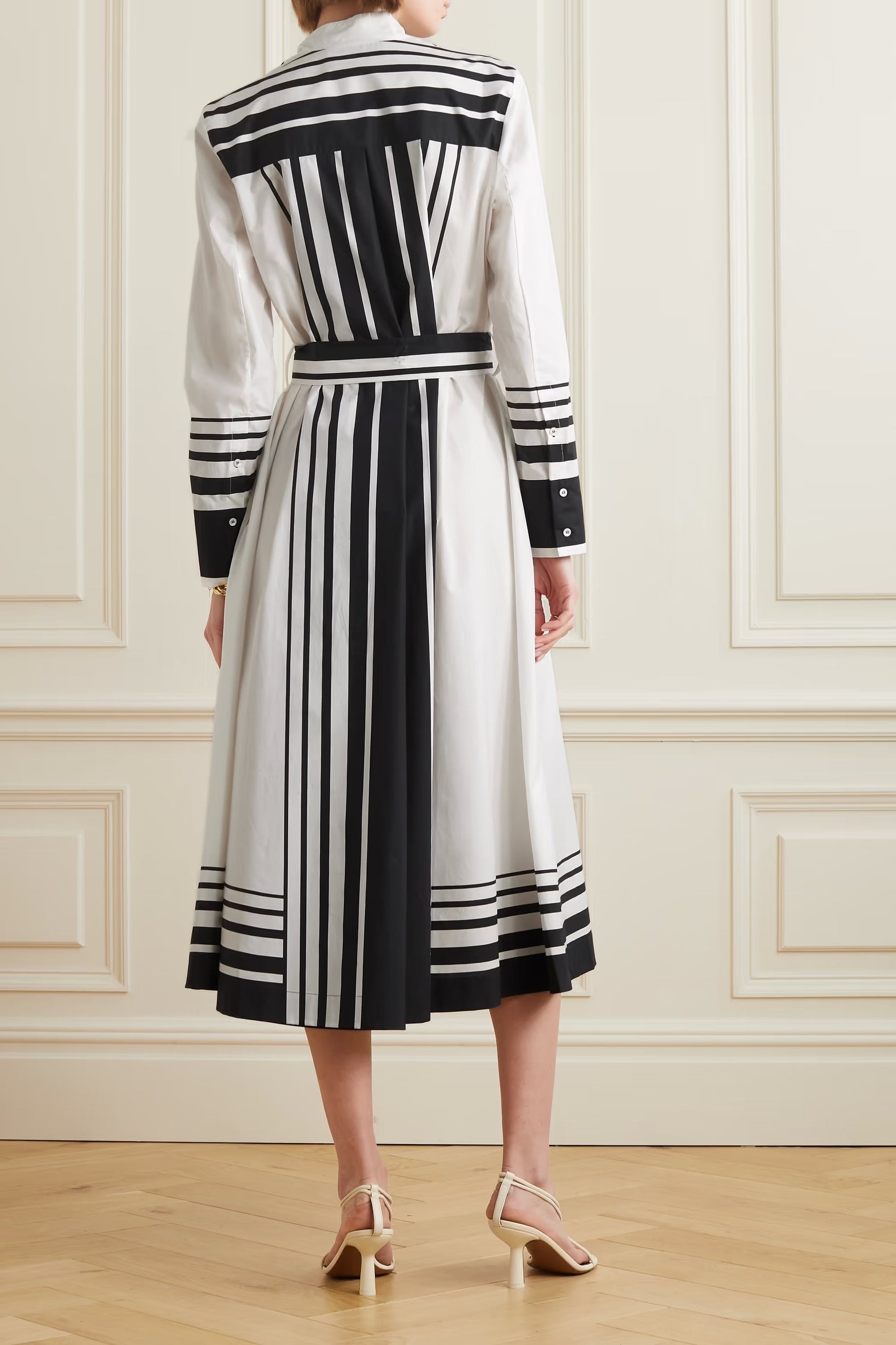 MONOCHROME CHIC SHIRT DRESS - GEOMETRIC ELEGANCE
