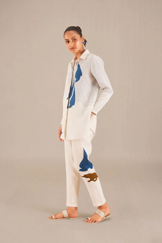 FEATHERED HERD ELEGANCE: WOMEN'S WHITE CO-ORD SET