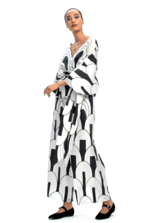 CHIARO CANVAS MONOCHROME BLOOMS: WOMENS CO-ORD SET