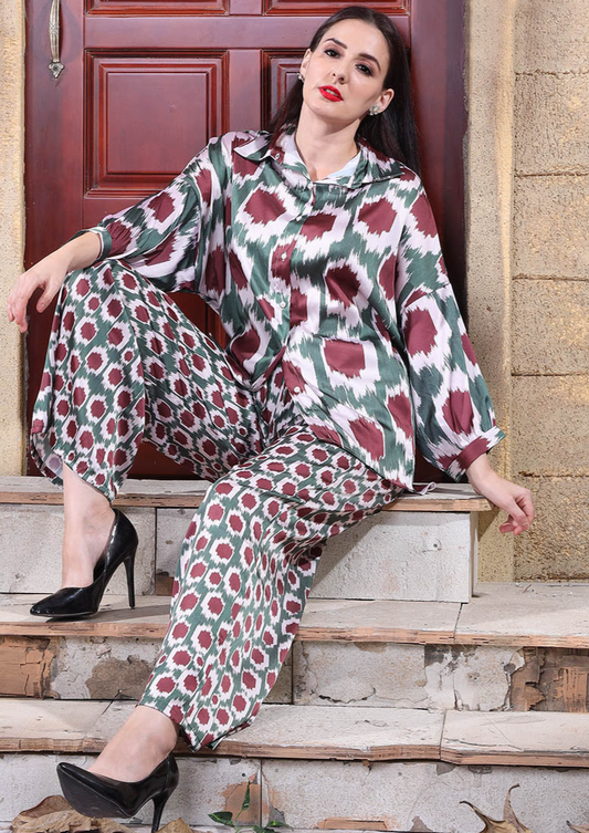AUTUMN SPLENDOR GEOMETRIC PRINT CO-ORD SET