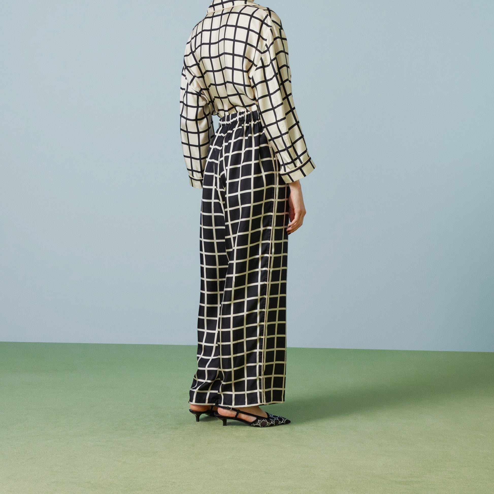 VELVET ELEGANCE: SILK CHECKS CO-ORD SET